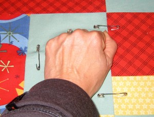 pinning the quilt layers