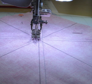 Sew ¼″ seam on other side of diagonal pencil line.