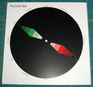 The two cut outs show opposite colours on the star.