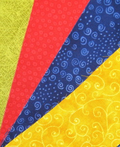 My four fabrics - bright and bold.