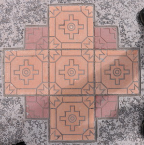 A very interesting and detailed design in the inlayed tiles on this footpath.