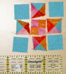 ½″ quarter square triangles for the Ohio Star block