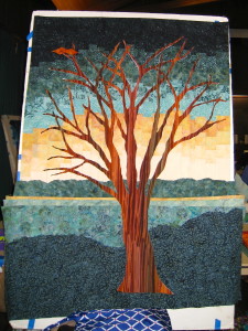Tree on completed background.