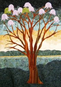 Placing the leaves and blossoms on the branches