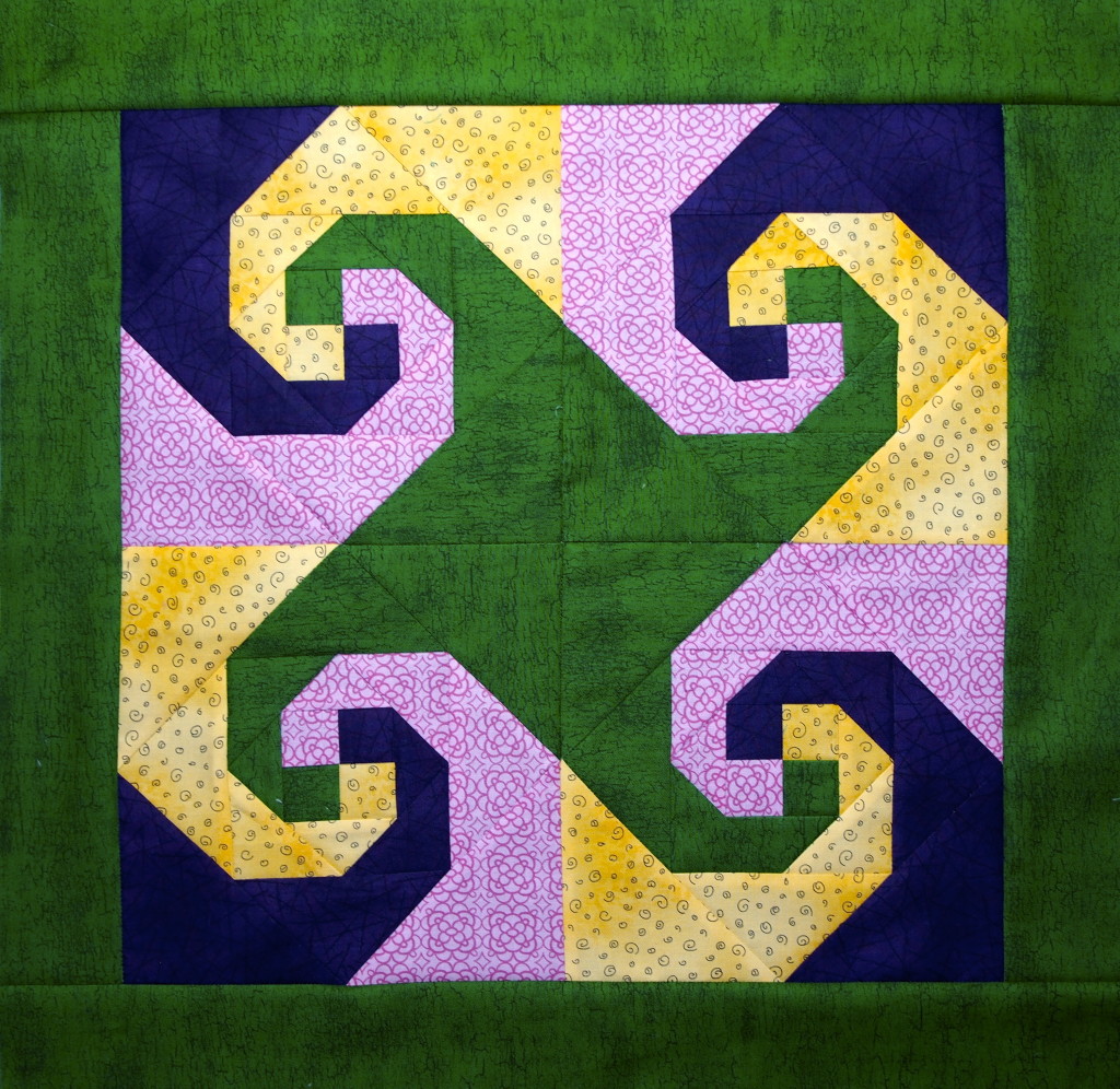The Snail's Trail block in different fabrics