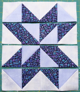 Sew the two units in each row together