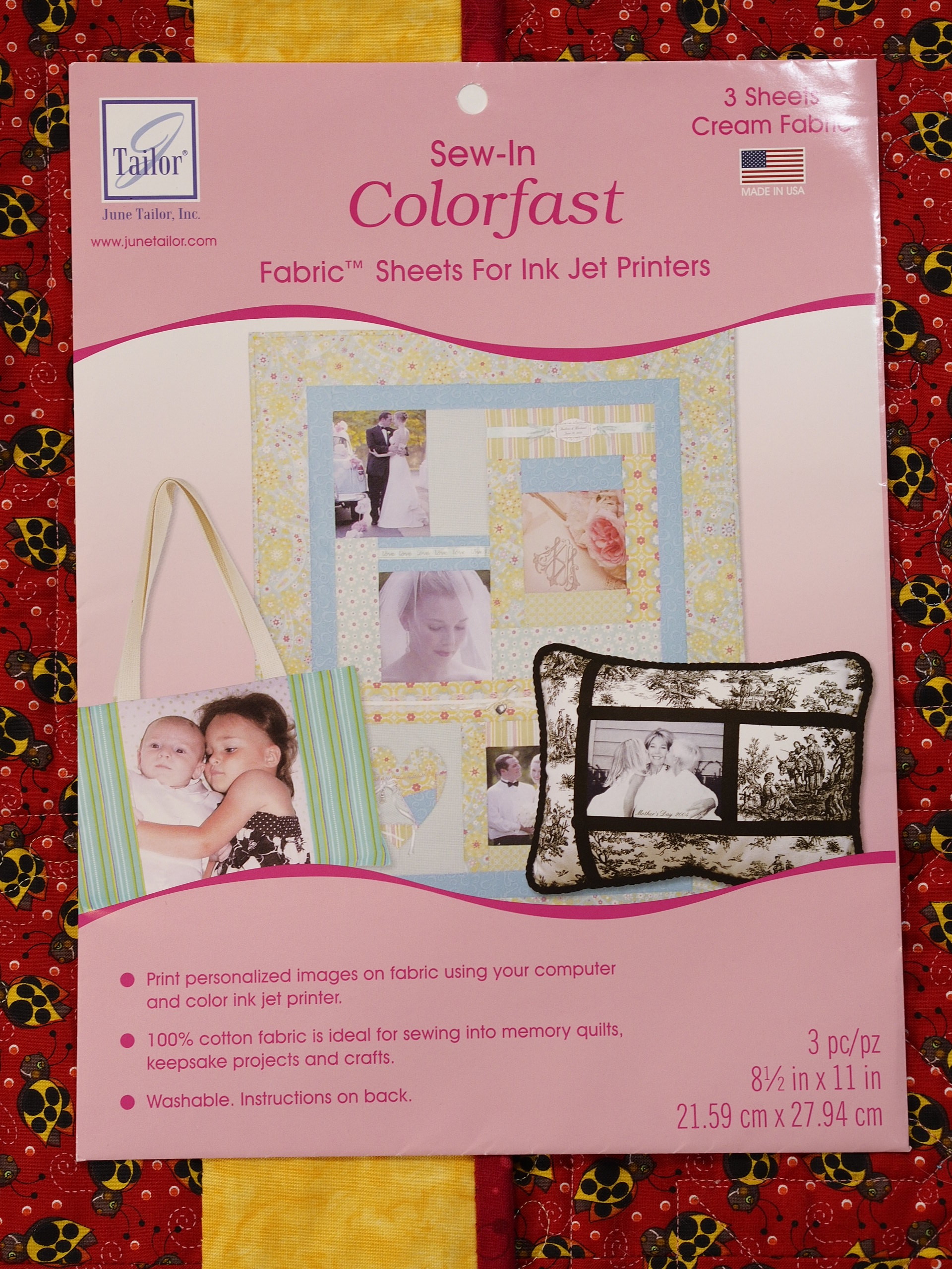 June Tailor - Colorfast Computer Fabric - Printable Fabric Sheets - 10  Sheets - 730976096102