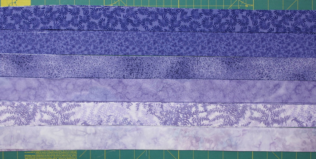 Fabrics cut into 1 ½″ strips