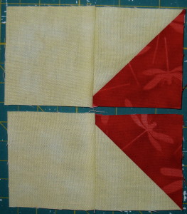 Sew HSTs to the yellow squares