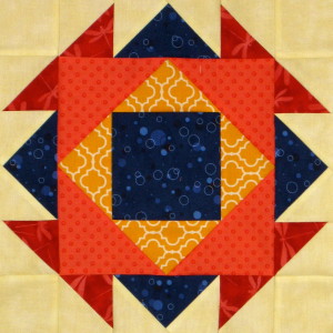 Aztec Jewel Quilt Block in split complimentary plus colour scheme