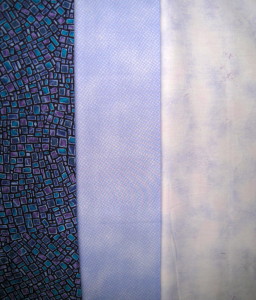 Three fabrics in light, medium and dark values