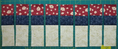 quick and easy 3 fabric block with strip set sub cut