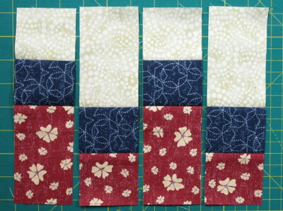 quick and easy 3 fabric block consists of 4 rectangle units