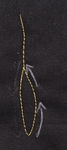 stitching for first side of leaf shown