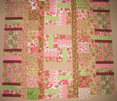 quilt blocks laid out in a strip configuration