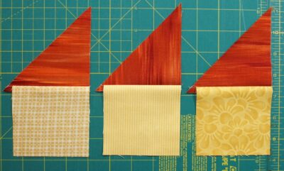 triangles sewn to squares