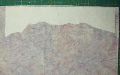 Template ironed to fabric