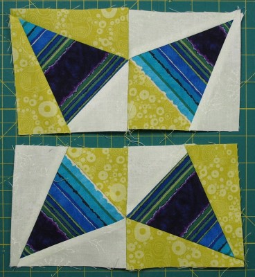 squares sewn into two halves 