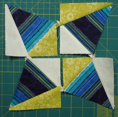 half triangles sewn to the main triangles