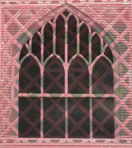church window with overlay design
