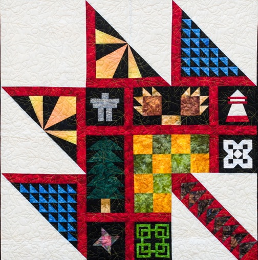The centre maple leaf of the Purely Canadian quilt