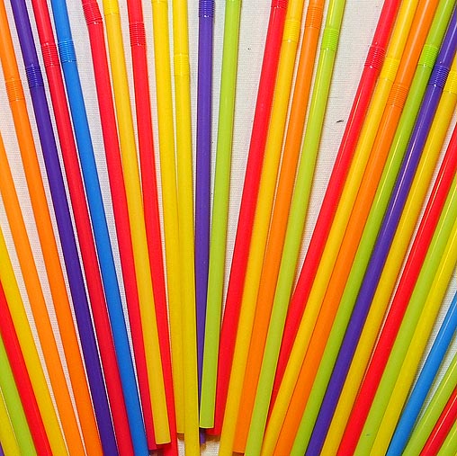 Multi coloured drinking straws
