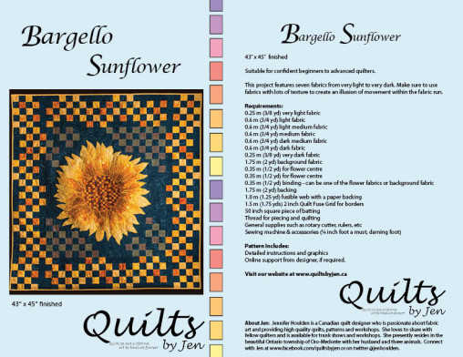Bargello Sunflower Quilt Pattern Full Cover Details and Fabric Requirements