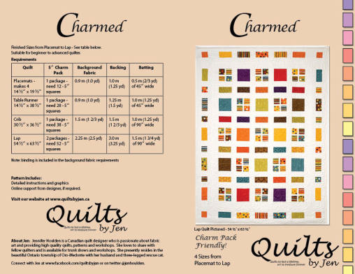 Charmed modern geometric quilt pattern with requirements list