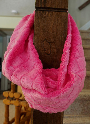 pink, plush infinity scarf