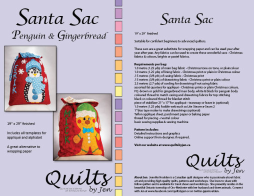 Santa Sac Pattern Cover for Penguin Gingerbread Cookie Man