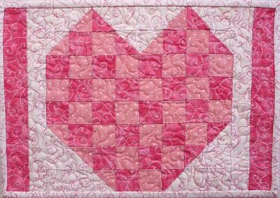 Pretty In Pink Heart mug rug