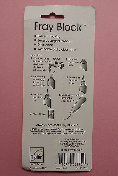 Fray Block by June Taylor Ultra Fine Tip, Prevents Fraying on Fabric and  Ribbon, Dries Clear 
