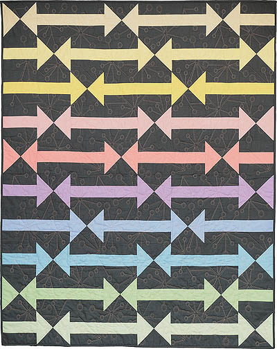 Follow the Arrow quilt in grey and pastels