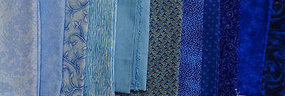 Blue fabrics from light to dark