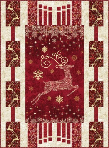 Dazzle Christmas Quilt with Reindeer Panel by Northcott Stonehenge