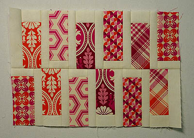 The two rows sewn into a mug rug