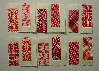 4 ½″ blocks of orange/pink and cream fabrics