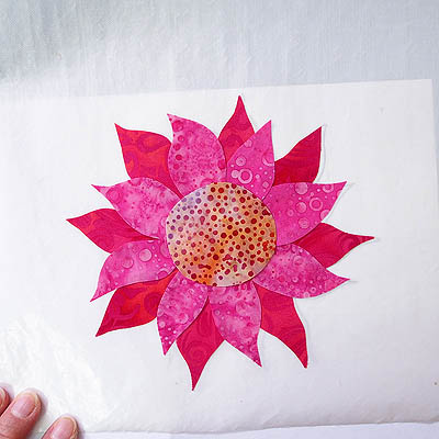 Pink flower on Teflon Applique Sheet