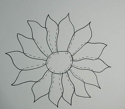 Sunflower in black in a reduced size
