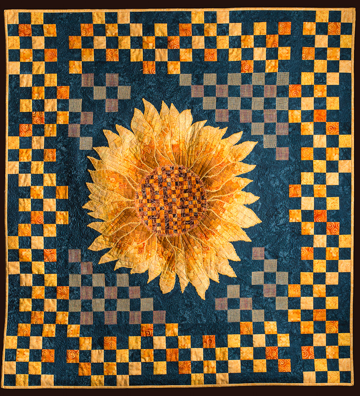 Sunflower Bargello Applique Art Quilt Wallhanging