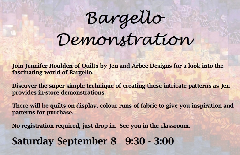 Bargello Quilting Demonstration Tomorrow!