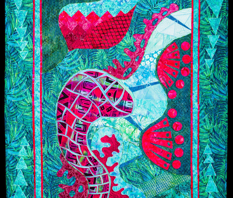 Sea Serpent Art Quilt Wallhanging