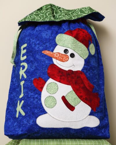 santa sack gift bag with snowboy design