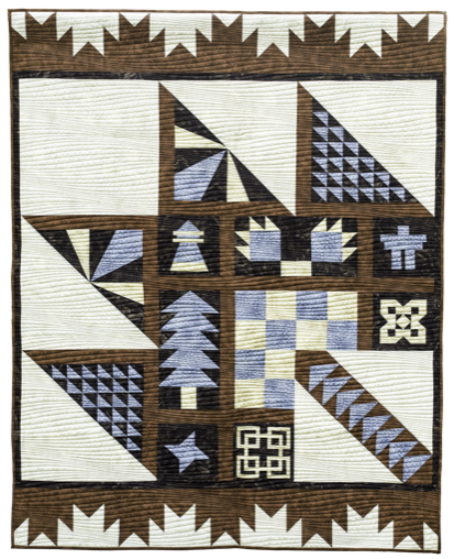 Brown, blue and cream Purely Canadian Quilt