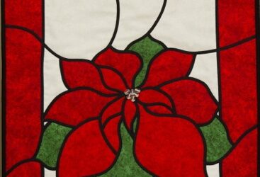 Christmas Pointsettia Stained Glass Wall Hanging