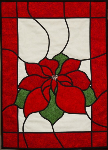 Christmas Pointsettia Stained Glass Wall Hanging