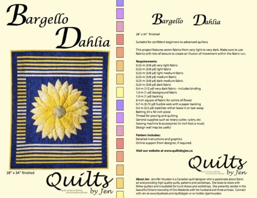 Full Details of Bargello Dahlia Quilt Pattern Cover