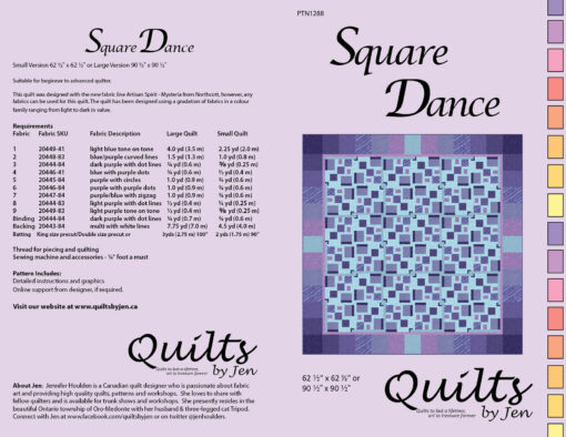 Square Dance Modern Quilt Pattern with Fabric Requirements List