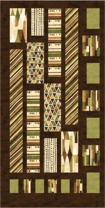 Geometric Forest Quilt in brown and earth tones