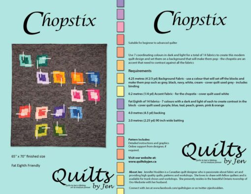 Chopstix Modern Quilt Pattern Cover